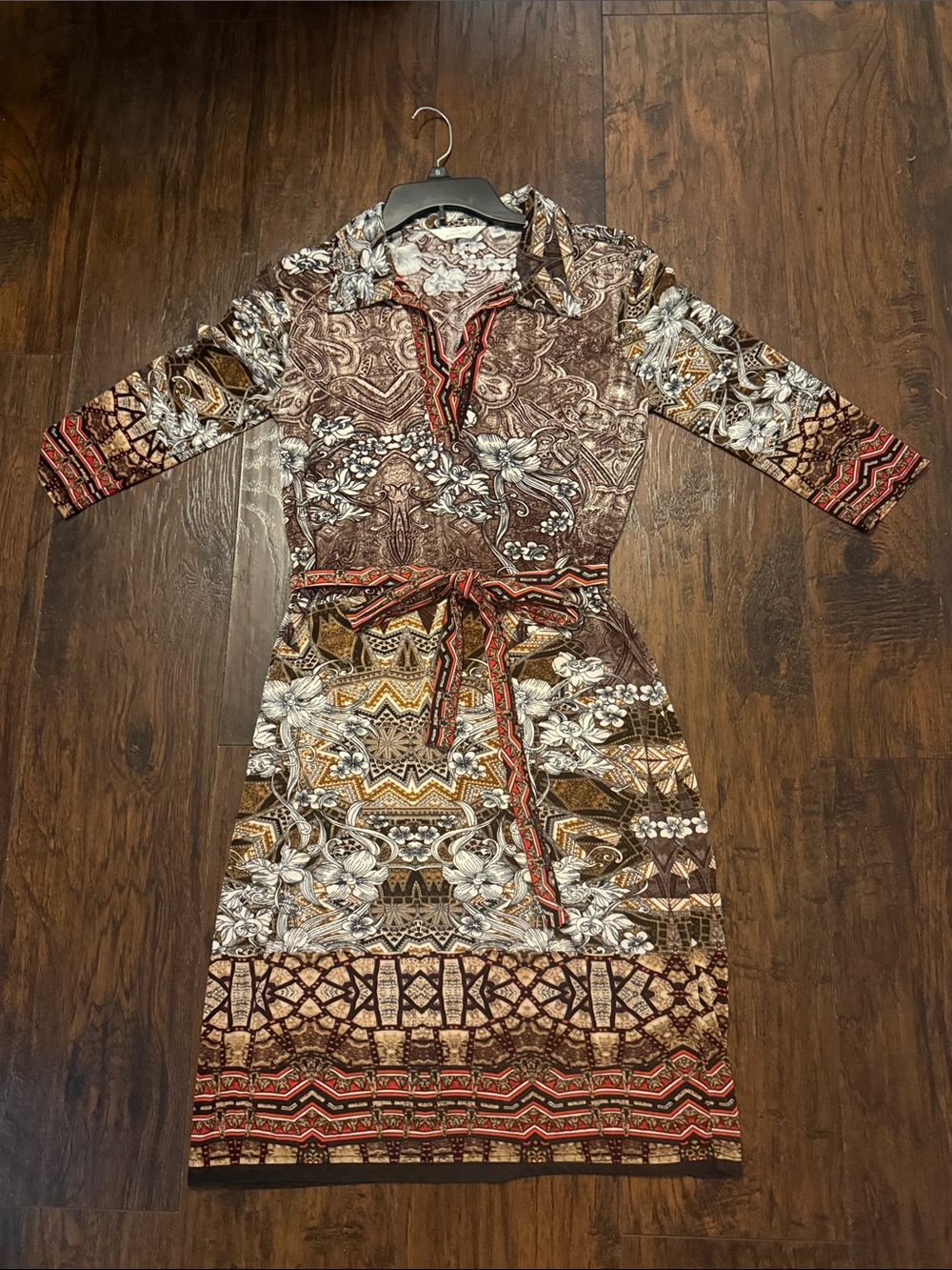 Vintage Style Midi Shirt Dress with Belt